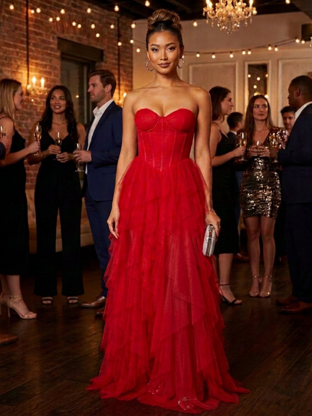 Strapless Floor-length Tulle Maxi Dress
